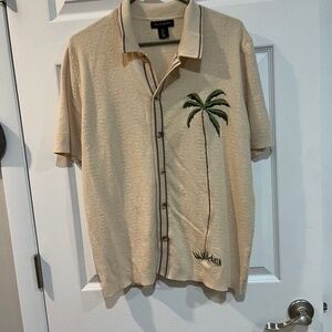Art of Rhetoric Knit Polo Button Down Palm Tree Mens Large C10